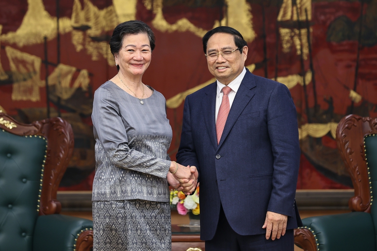 Thủ tướng Phạm Minh Ch&iacute;nh tiếp Đại sứ Campuchia Chea Kimtha- Ảnh 1.