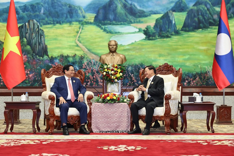 Thủ tướng Phạm Minh Chính hội kiến Tổng Bí thư, Chủ tịch nước Lào- Ảnh 2.