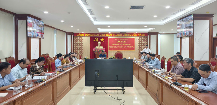 Ban Tổ chức Tỉnh ủy tổ chức hội nghị triển khai một số nội dung về công tác tổ chức xây dựng Đảng. Ảnh: BTCTU to-chuc-hoi-nghi.jpg
