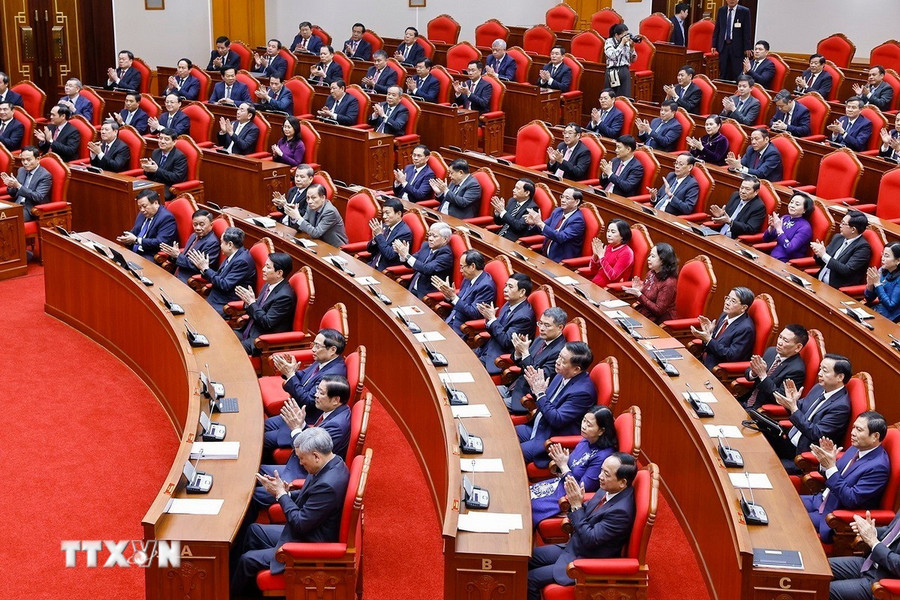 C&aacute;c đại biểu dự phi&ecirc;n bế mạc Hội nghị lần thứ 15 Ban Chấp h&agrave;nh Trung ương kh&oacute;a XIII. (Ảnh: Thống Nhất/TTXVN)