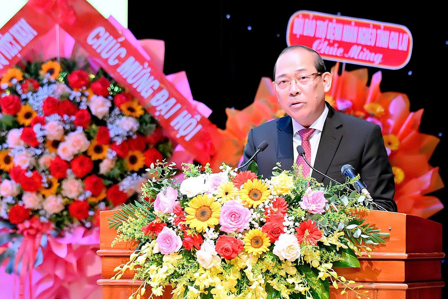 Phó Chủ tịch Ủy ban Trung ương MTTQ Việt Nam Hoàng Công Thủy phát biểu chỉ đạo Đại hội. Ảnh: Đức Thụy