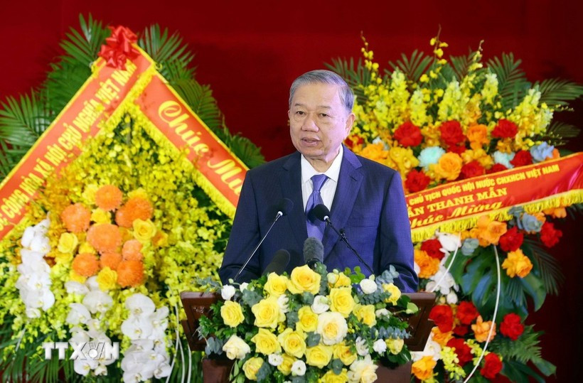 Tổng Bí thư Tô Lâm phát biểu. (Ảnh: Phạm Kiên/ TTXVN)