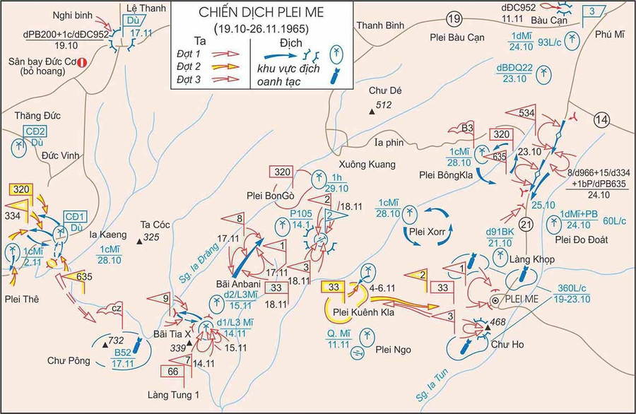 Chiến dịch Plei Me (19.10 - 26.11.1965). Ảnh: TLLSQS Chiến dịch Plei Me (19.10 - 26.11.1965).