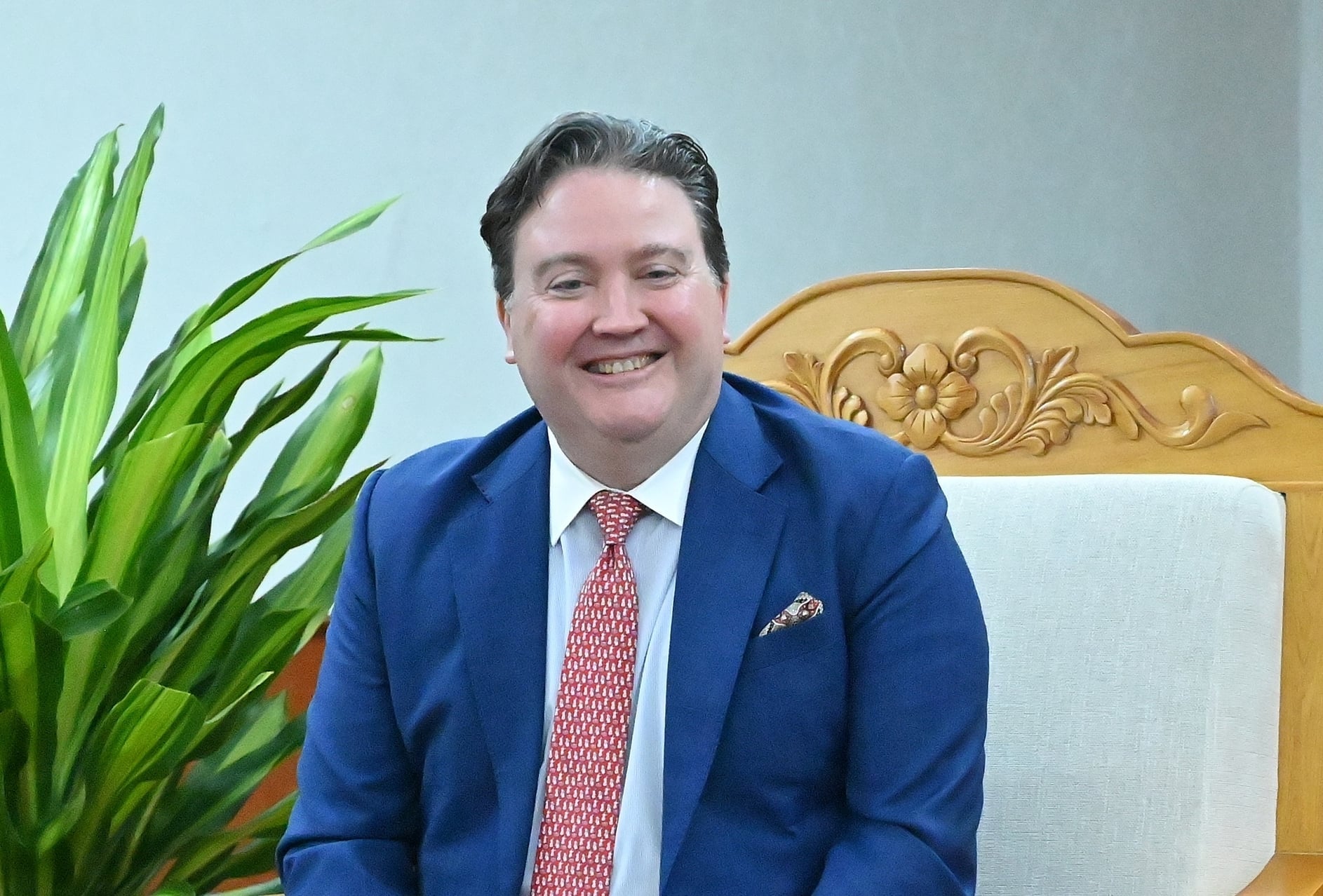 Đại sứ Marc Knapper trong cuộc l&agrave;m việc với Bộ trưởng Trần Đức Thắng ng&agrave;y 16/1. Ảnh: Kiều Chi.