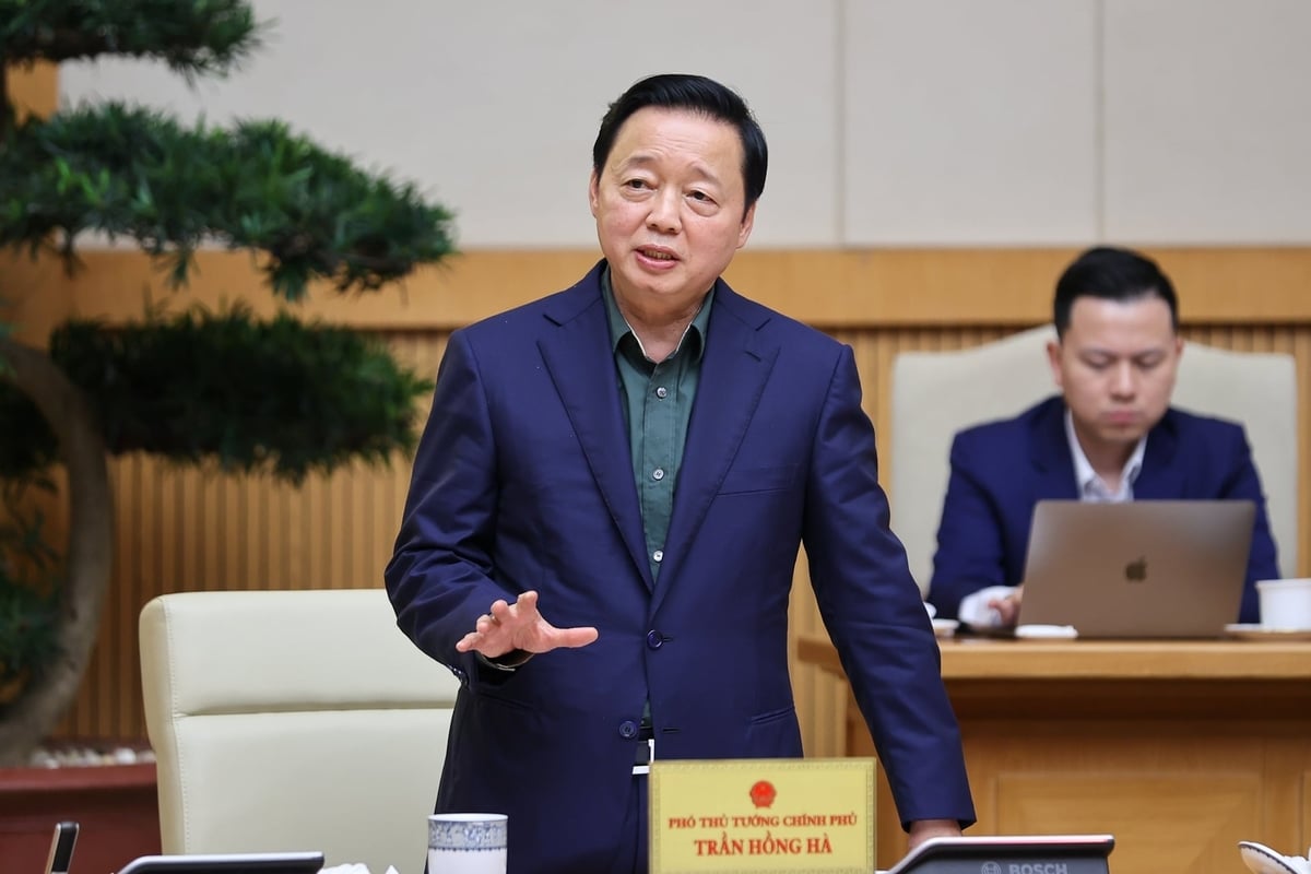 Phó Thủ tướng Trần Hồng Hà phát biểu tại buổi làm việc. Ảnh: VGP. Phó Thủ tướng Trần Hồng Hà phát biểu tại buổi làm việc. Ảnh: VGP.