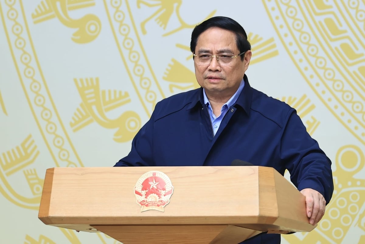 Thủ tướng Ch&iacute;nh phủ Phạm Minh Ch&iacute;nh ph&aacute;t biểu tại Hội nghị tổng kết 'Chiến dịch Quang Trung' thần tốc. Ảnh: VGP.