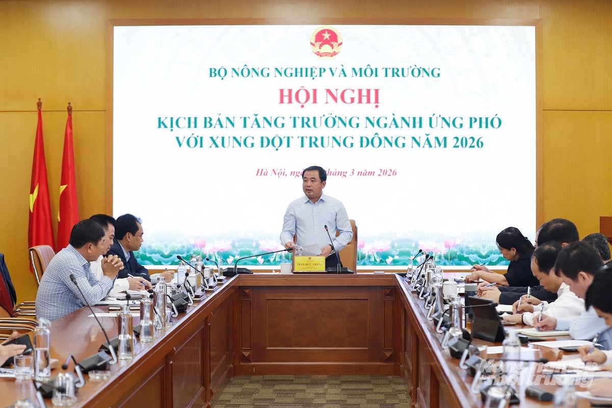 Bộ trưởng Trần Đức Thắng chủ trì, Bộ Nông nghiệp và Môi trường đã thảo luận các kịch bản tăng trưởng của ngành nhằm ứng phó với những tác động từ xung đột Trung Đông và các biến động kinh tế quốc tế. Ảnh: Khương Trung. Bộ trưởng Trần Đức Thắng chủ trì, Bộ Nông nghiệp và Môi trường đã thảo luận các kịch bản tăng trưởng của ngành nhằm ứng phó với những tác động từ xung đột Trung Đông và các biến động kinh tế quốc tế. Ảnh: Khương Trung.
