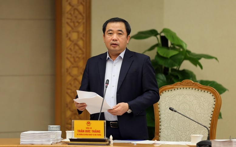 Bộ trưởng Bộ N&ocirc;ng nghiệp v&agrave; M&ocirc;i trường Trần Đức Thắng ph&aacute;t biểu. Ảnh: VGP/Minh Kh&ocirc;i.