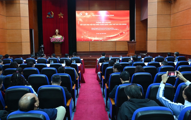 Hội nghị B&aacute;o c&aacute;o vi&ecirc;n Trung ương to&agrave;n quốc th&ocirc;ng b&aacute;o nhanh kết quả Đại hội XIV của Đảng - Ảnh 1.