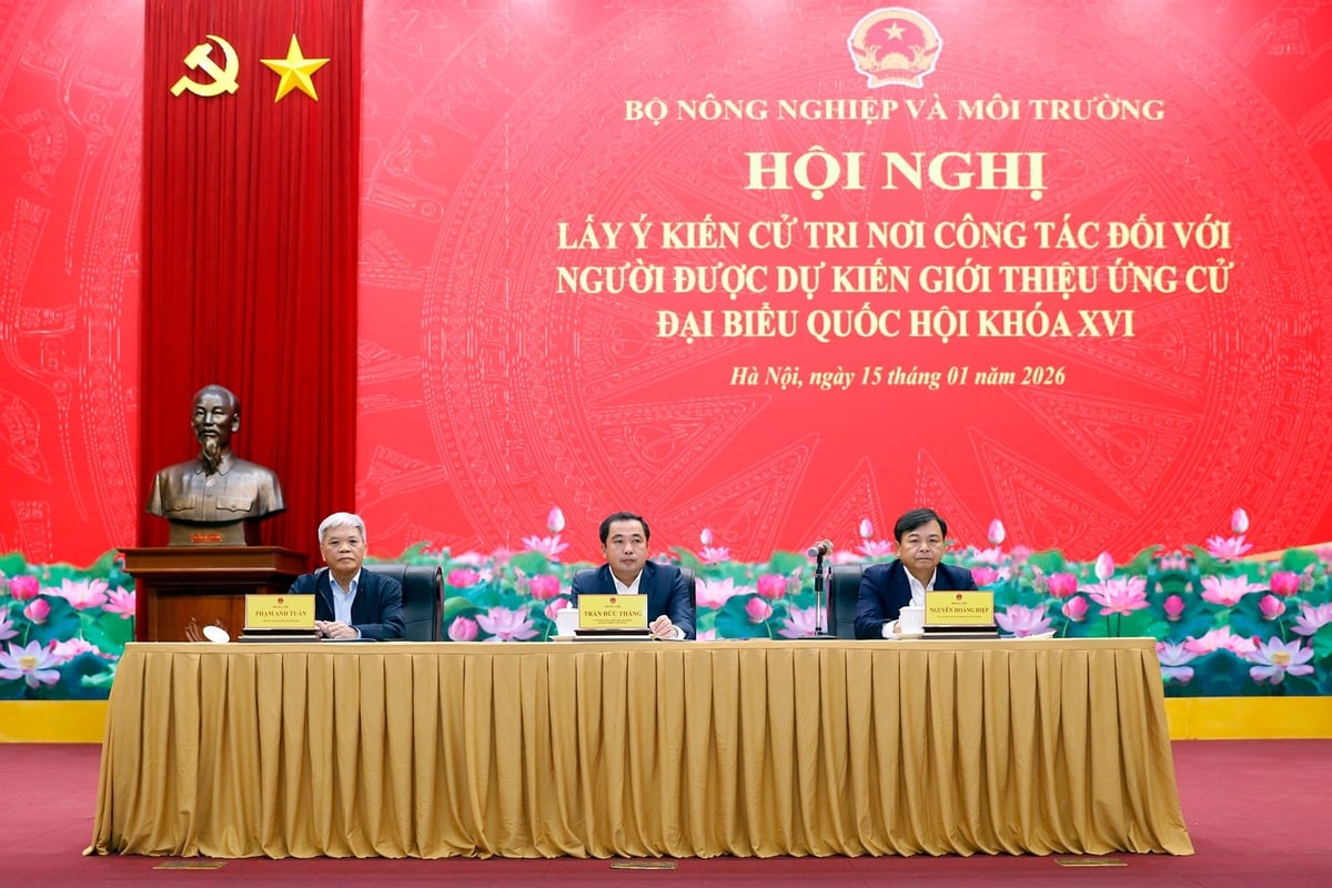 Bộ N&ocirc;ng nghiệp v&agrave; M&ocirc;i trường tổ chức Hội nghị lấy &yacute; kiến cử tri nơi c&ocirc;ng t&aacute;c đối với người được dự kiến giới thiệu ứng cử đại biểu Quốc hội kh&oacute;a XVI. Ảnh: Khương Trung.