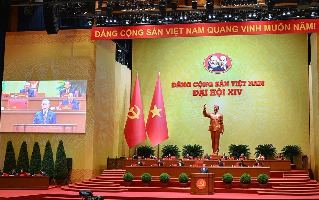 Tổng Bí thư Tô Lâm phát biểu tại phiên bế mạc Đại hội đại biểu toàn quốc lần thứ XIV của Đảng Cộng sản Việt Nam, chiều 23/1/2026. Baochinhphu.vn.