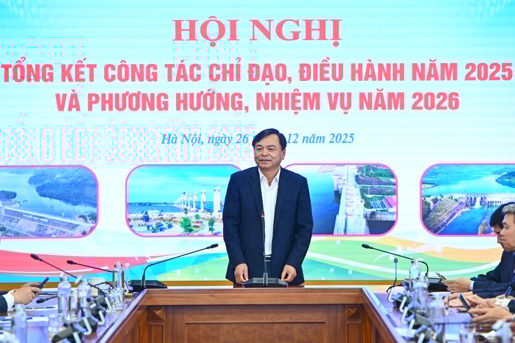 Thứ trưởng Nguyễn Ho&agrave;ng Hiệp đề cập 7 nhiệm vụ ch&iacute;nh cho Cục Quản l&yacute; v&agrave; X&acirc;y dựng c&ocirc;ng tr&igrave;nh thủy lợi v&agrave;o năm 2026, trong đ&oacute; tập trung v&agrave;o 3 đột ph&aacute;. Ảnh: T&ugrave;ng Đinh.