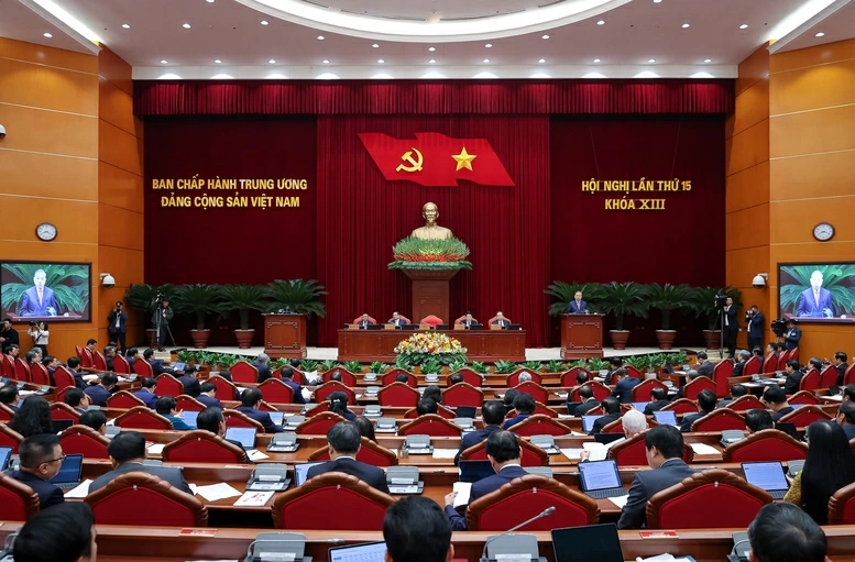 Tổng B&iacute; thư T&ocirc; L&acirc;m Ph&aacute;t biểu khai mạc Hội nghị Trung ương 15 - Ảnh: VGP/Nhật Bắc