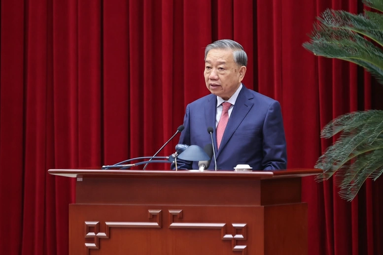 Tổng B&iacute; thư T&ocirc; L&acirc;m cho biết, Hội nghị Trung ương 15 tập trung giải quyết ba nội dung lớn, quan trọng - Ảnh: VGP/Nhật Bắc