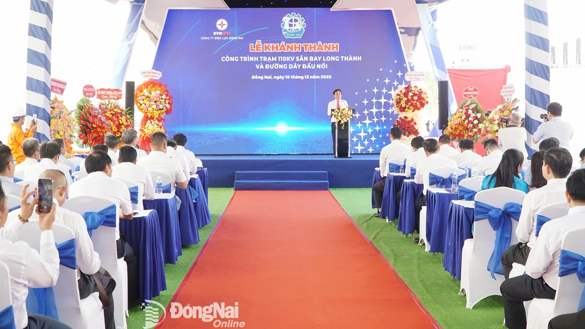 Ông Trương Đình Quốc, Bí thư Đảng ủy, Giám đốc Công ty Điện lực Đồng Nai phát biểu tại sự kiện. Ảnh: Hoàng Lộc