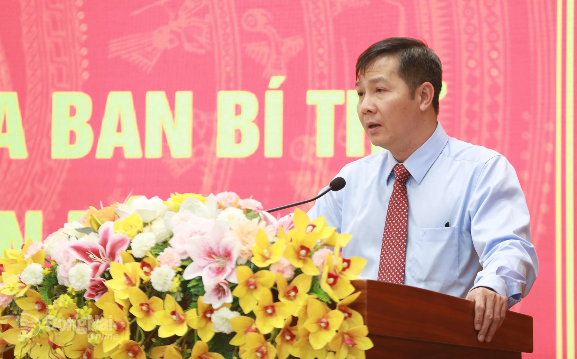 Ủy viên Trung ương Đảng, Phó Trưởng Ban Tổ chức Trung ương Nguyễn Thành Tâm công bố quyết định của Ban Bí thư tại hội nghị. Ảnh: Huy Anh  