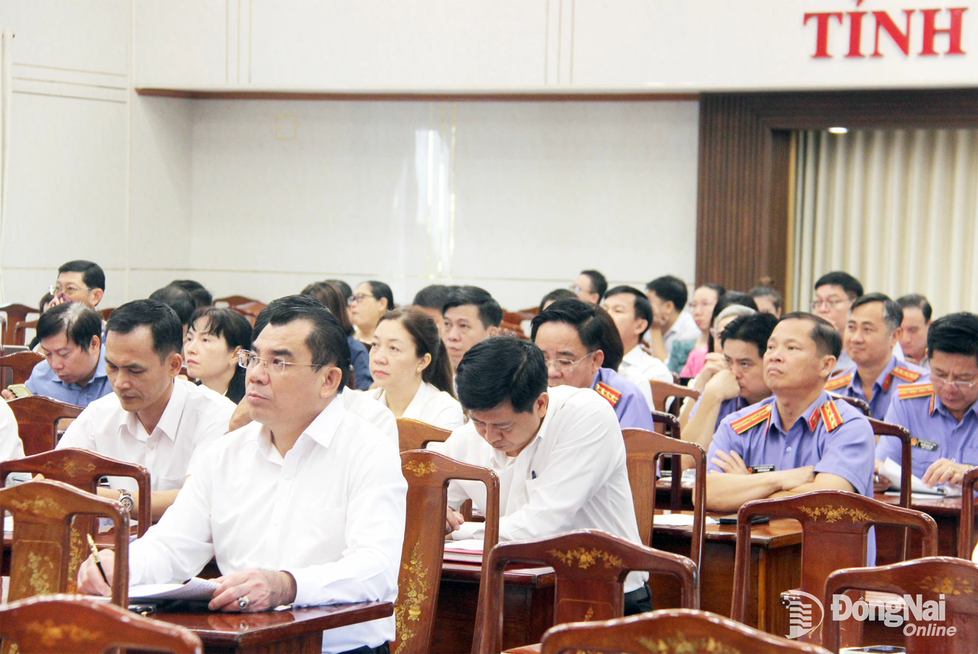 Các đại biểu tham dự hội nghị tại điểm cầu tỉnh Đồng Nai. Ảnh: Trần Danh