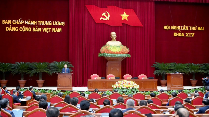 Phiên bế mạc Hội nghị lần thứ hai Ban Chấp hành Trung ương Đảng Cộng sản Việt Nam khóa XIV. (Ảnh ĐĂNG KHOA)  