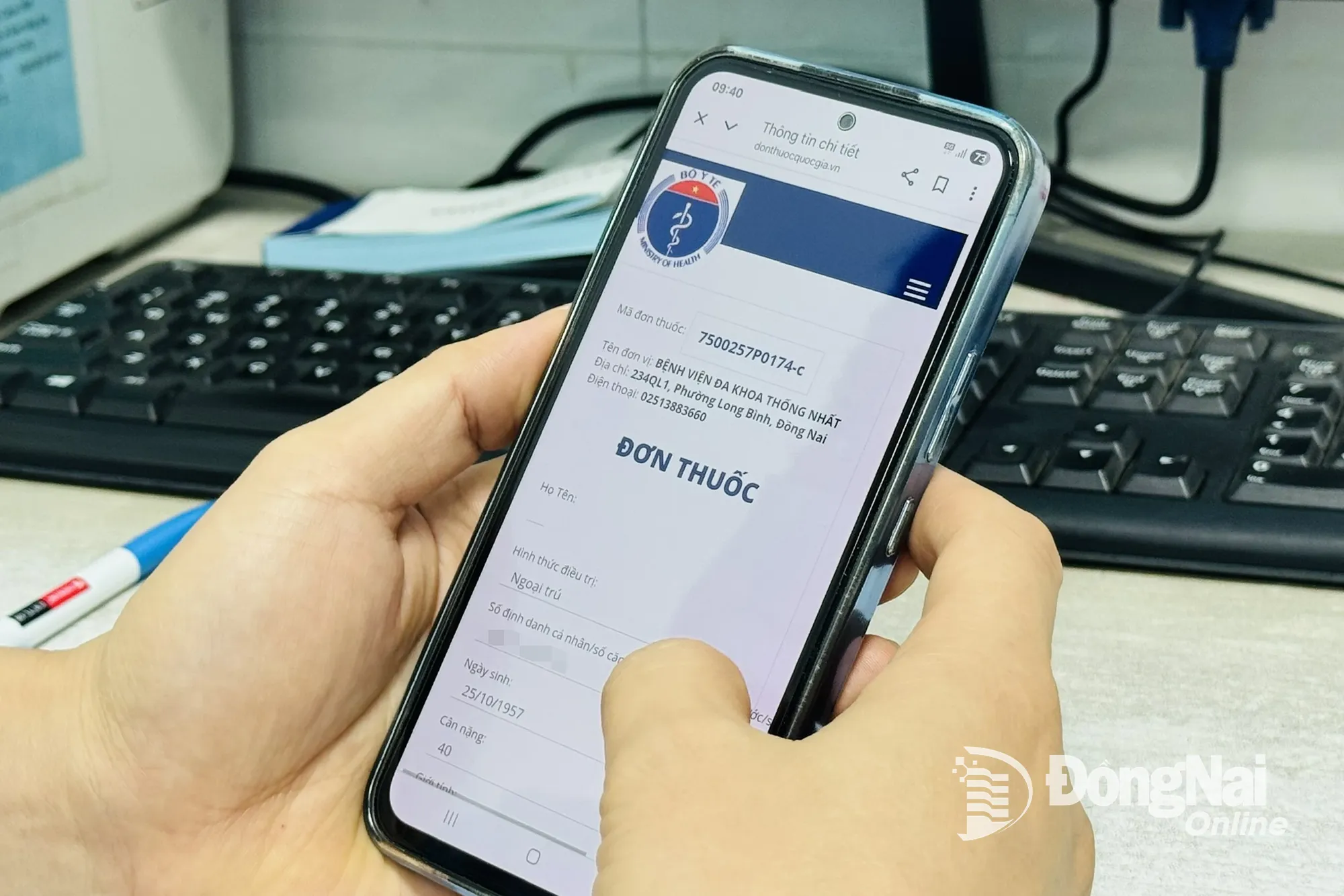 Đơn thuốc bác sĩ cấp cho bệnh nhân đã liên thông lên hệ thống Dược quốc gia. Ảnh: Hạnh Dung