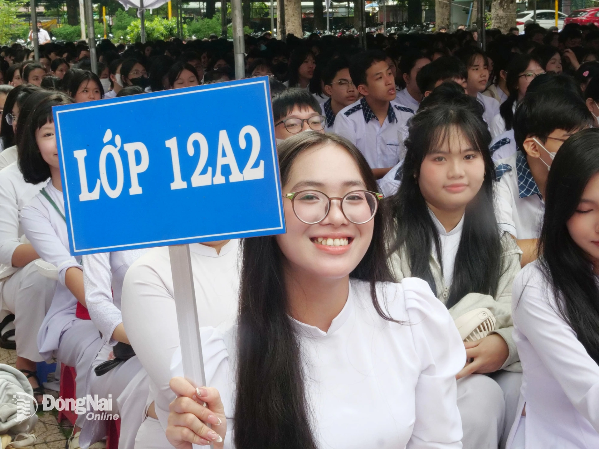 Học sinh Trường THPT Phước Thiền (xã Nhơn Trạch) trong lễ khai giảng năm học 2025-2026. Ảnh: Hạnh Dung