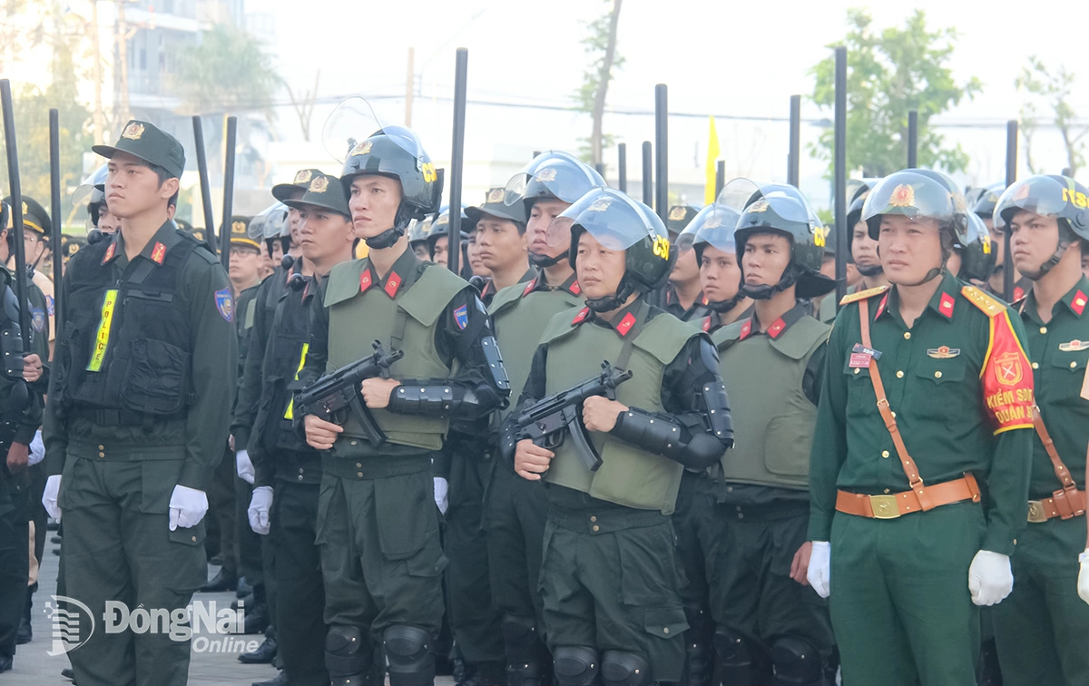 Cán bộ, chiến sĩ Công an tỉnh Đồng Nai tham gia lễ ra quân. Ảnh: Trần Danh