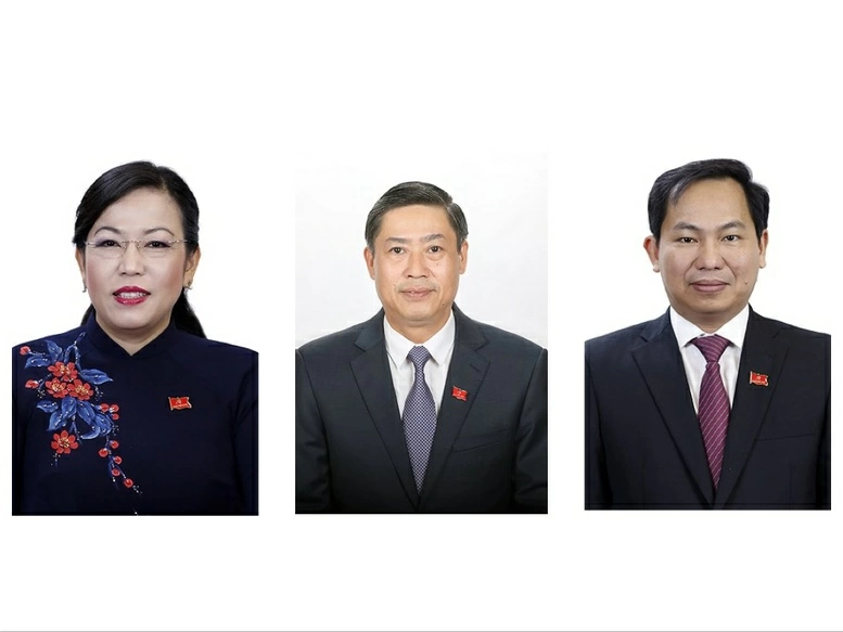 Từ trái qua phải: Bà Nguyễn Thanh Hải, ông Nguyễn Hữu Đông, ông Lê Quang Mạnh    