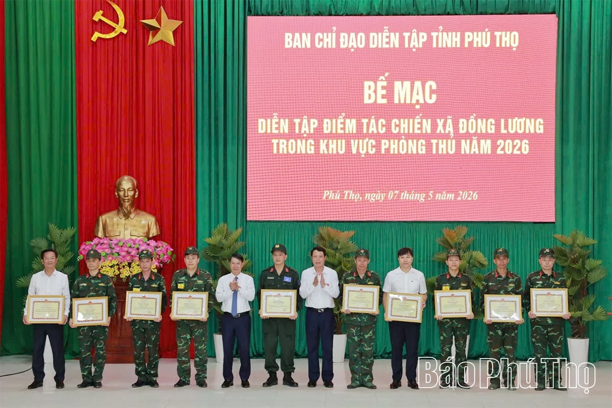 Bế mạc diễn tập điểm tác chiến xã Đồng Lương trong khu vực phòng thủ năm 2026