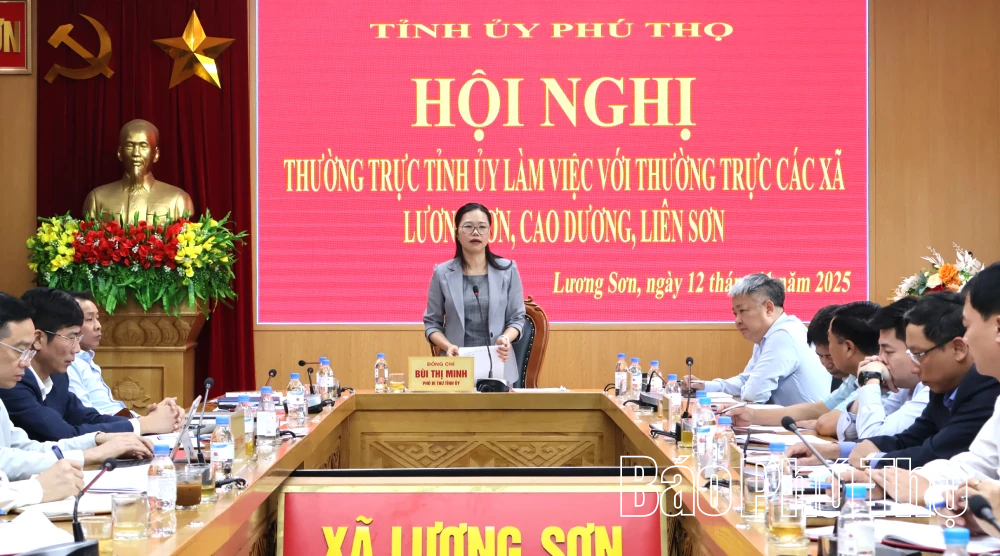 Phó Bí thư Tỉnh ủy Bùi Thị Minh làm việc với các xã Lương Sơn, Cao Dương, Liên Sơn