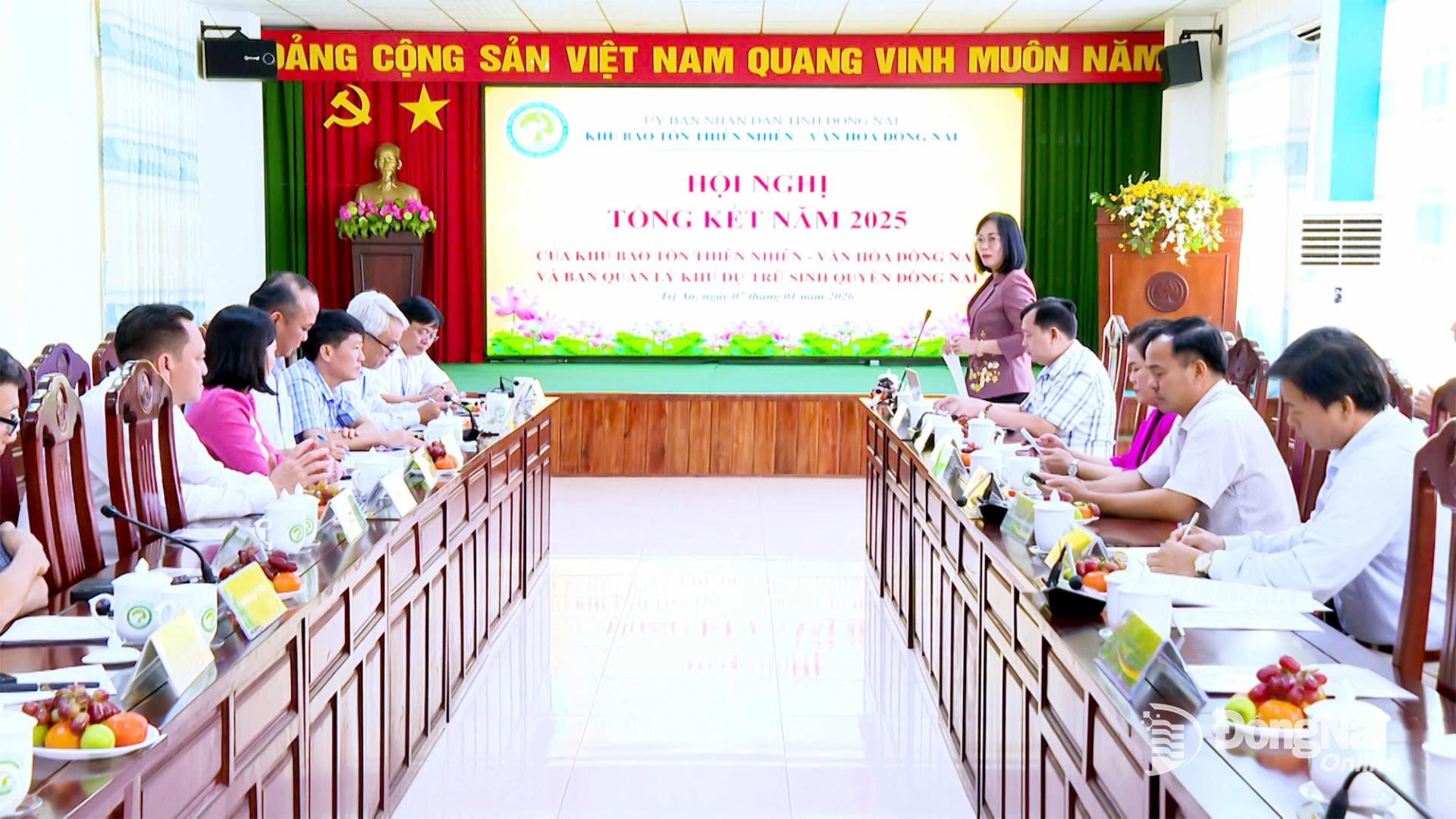 Tỉnh ủy vi&ecirc;n, Ph&oacute; Chủ tịch UBND tỉnh Đồng Nai Nguyễn Thị Ho&agrave;ng ph&aacute;t biểu chỉ đạo tại hội nghị.&nbsp;Ảnh: Phước Thọ