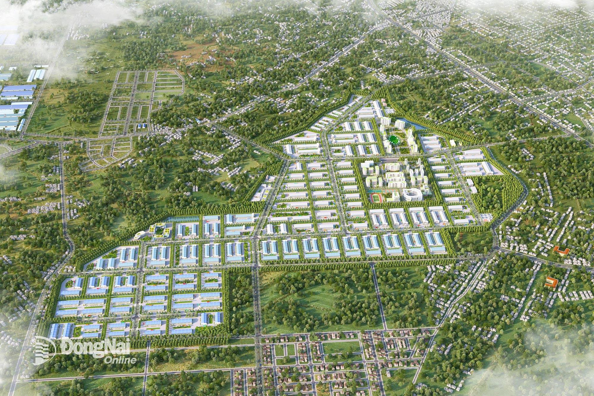 Mô hình Thiết kế Khu công nghiệp Long Đức 3, dự kiến khởi công ngày 19-12. Ảnh: Hoàng Lộc