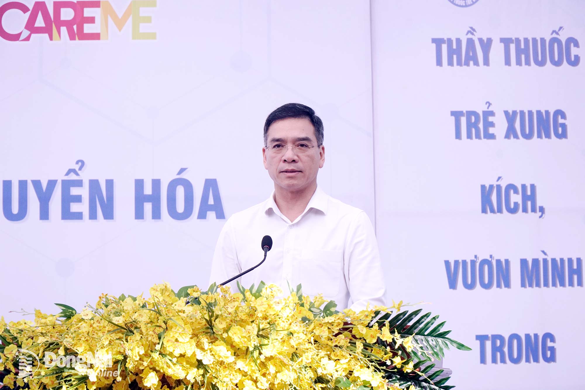 Tiến sĩ - bác sĩ Hà Anh Đức, Cục trưởng Cục Quản lý khám chữa bệnh, Chủ tịch Hội Thầy thuốc trẻ Việt Nam, phát biểu tại chương trình. Ảnh: Vũ Nguyện  