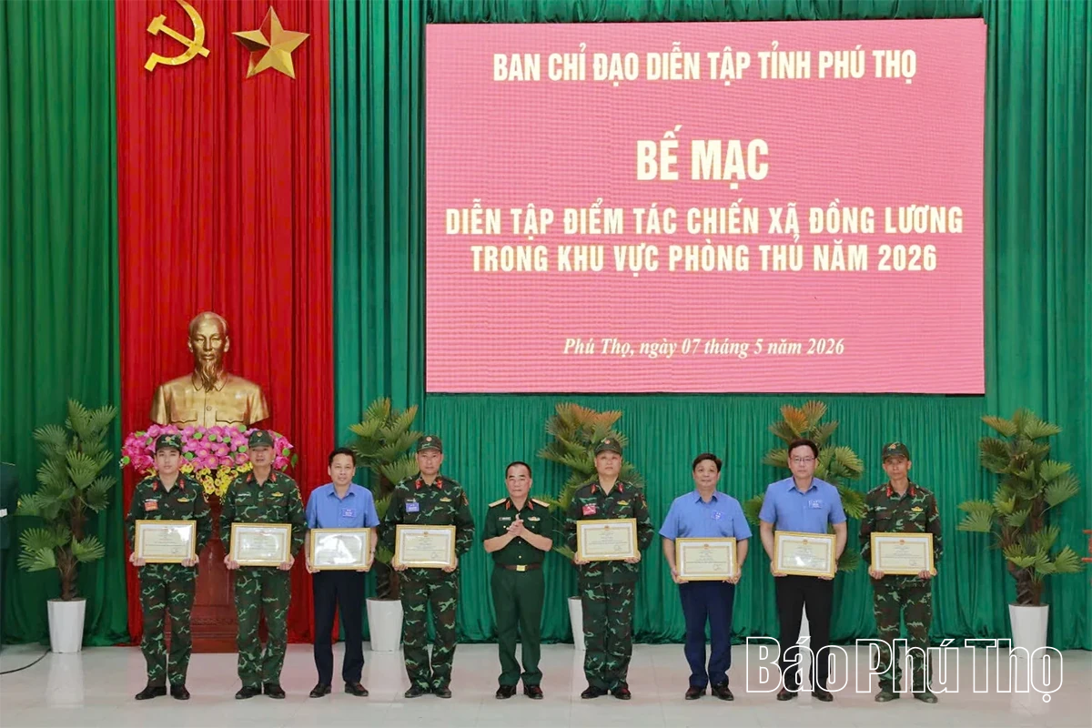 Bế mạc diễn tập điểm tác chiến xã Đồng Lương trong khu vực phòng thủ năm 2026