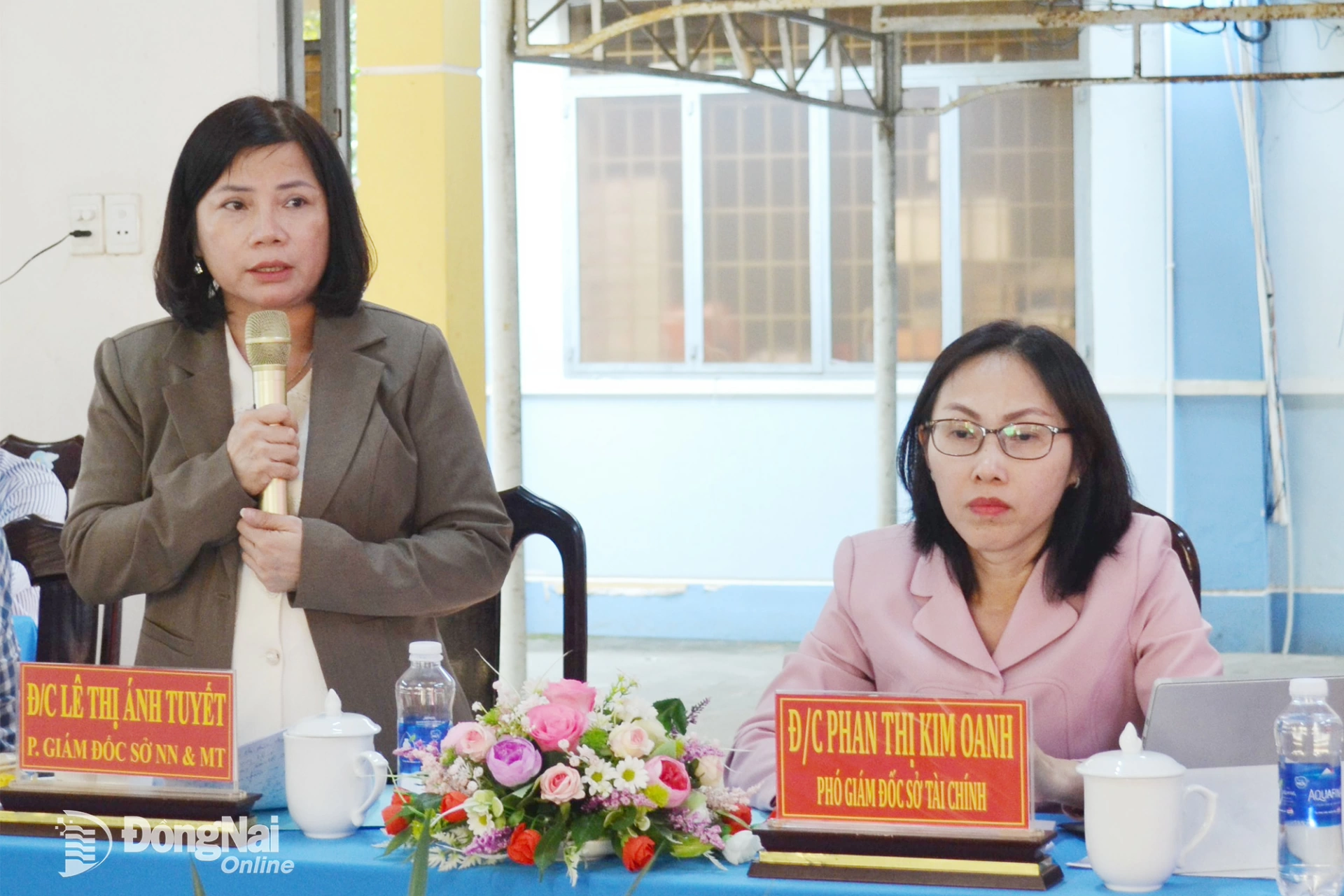 Ph&oacute; Gi&aacute;m đốc Sở N&ocirc;ng nghiệp v&agrave; M&ocirc;i trường tỉnh Đồng Nai L&ecirc; Thị &Aacute;nh Tuyết trao đổi tại buổi l&agrave;m việc. Ảnh: Phương Hằng