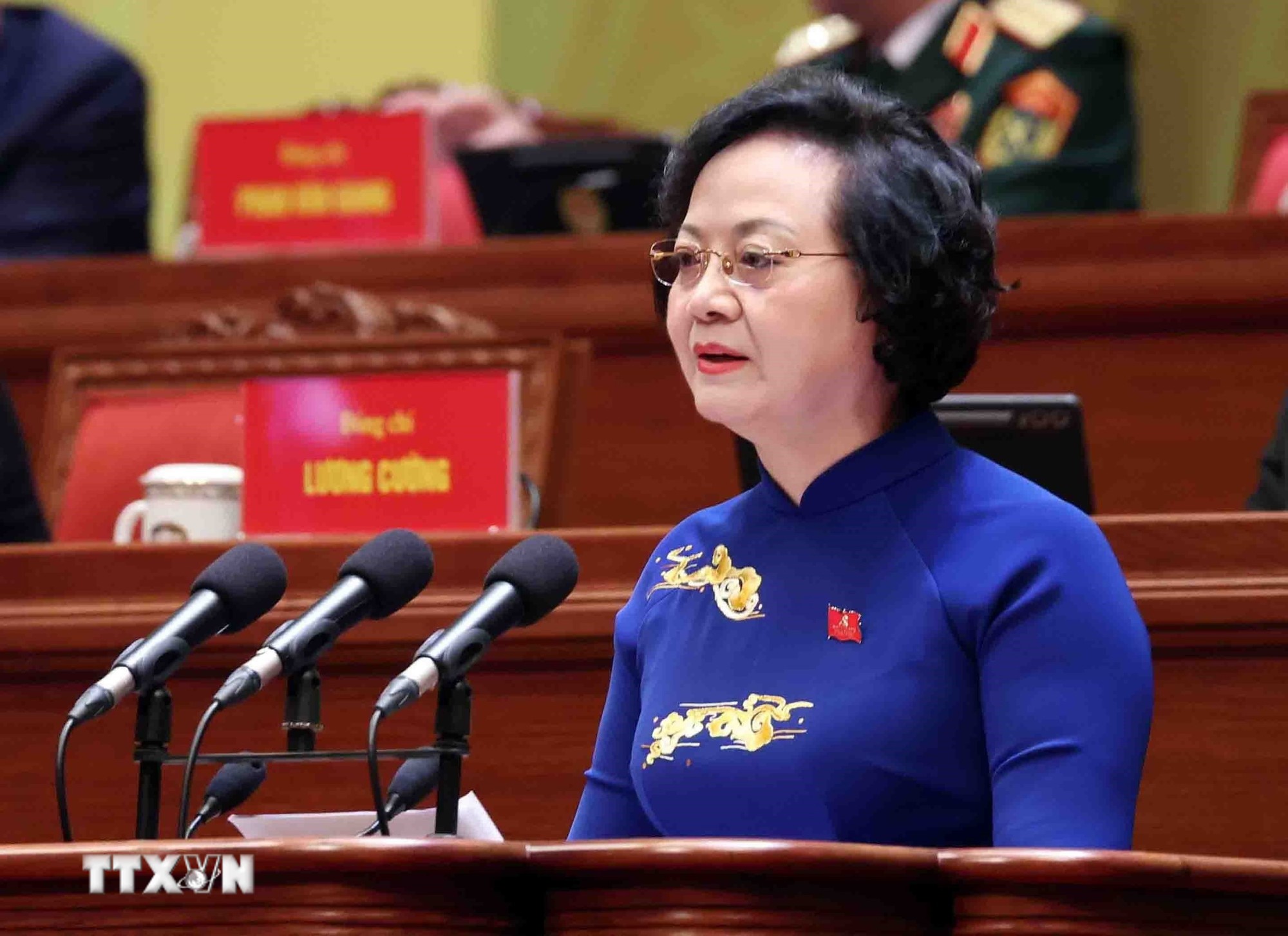 Đồng ch&iacute; Phạm Thị Thanh Tr&agrave;, Ủy vi&ecirc;n Trung ương Đảng, Ủy vi&ecirc;n Ban Thường vụ Đảng ủy Ch&iacute;nh phủ, Ph&oacute; Thủ tướng Ch&iacute;nh phủ, tham luận về vấn đề: X&acirc;y dựng Ch&iacute;nh phủ &ldquo;Kiến tạo ph&aacute;t triển, li&ecirc;m ch&iacute;nh, h&agrave;nh động quyết liệt, phục vụ Nh&acirc;n d&acirc;n." (Ảnh: TTXVN)