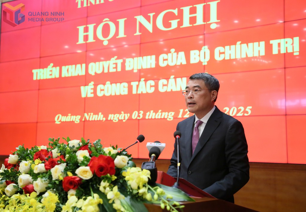 Đồng chí Lê Minh Hưng, Ủy viên Bộ Chính trị, Bí thư Trung ương Đảng, Trưởng Ban Tổ chức Trung ương, phát biểu giao nhiệm vụ.