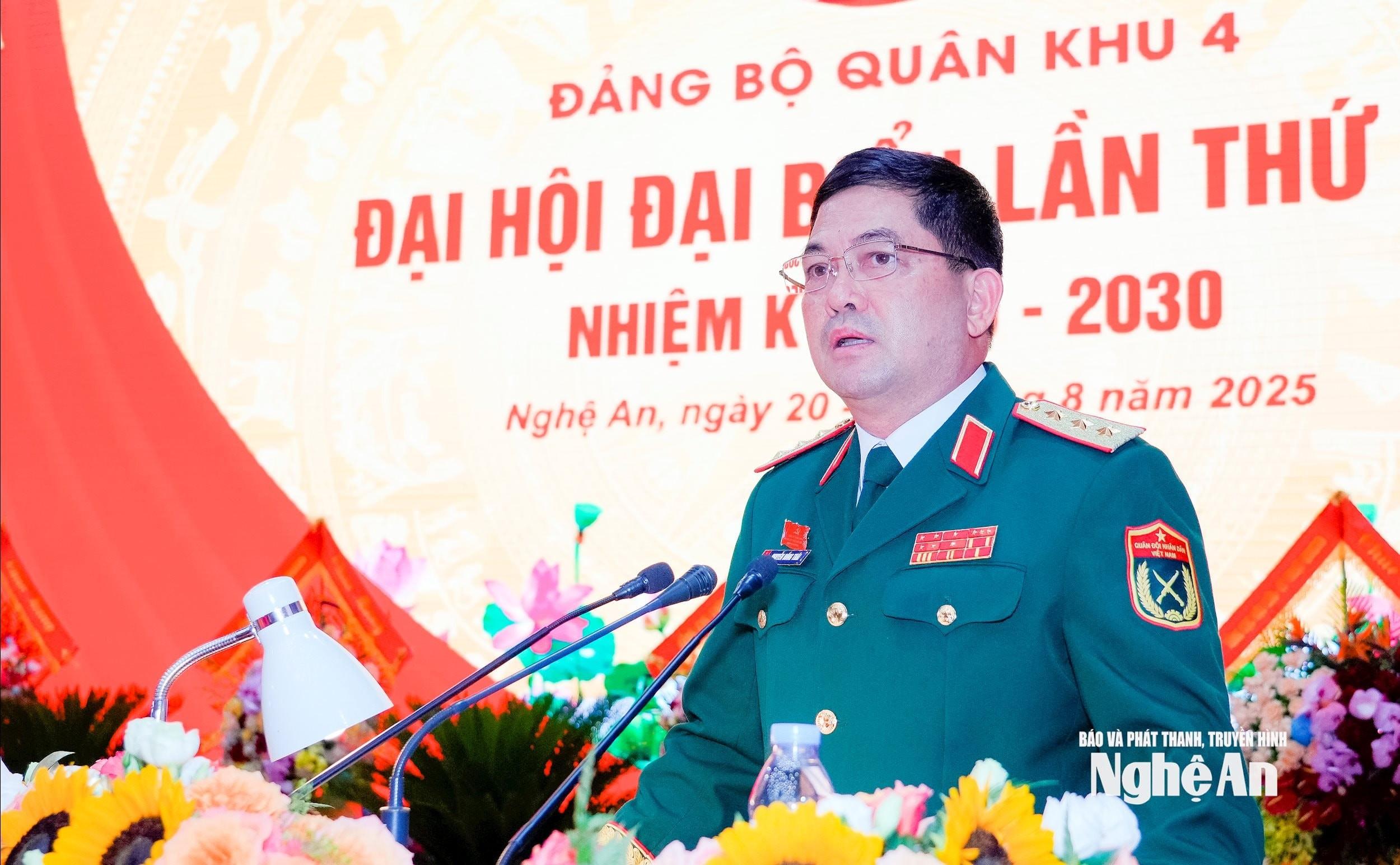 Thượng tướng Nguyễn Hồng Thái - Ủy viên Ban Chấp hành Trung ương Đảng, Ủy viên Quân uỷ Trung ương, Thứ trưởng Bộ Quốc phòng phát biểu chỉ đạo Đại hội. Thượng tướng Nguyễn Hồng Thái - Ủy viên Ban Chấp hành Trung ương Đảng, Ủy viên Quân uỷ Trung ương, Thứ trưởng Bộ Quốc phòng phát biểu chỉ đạo Đại hội.