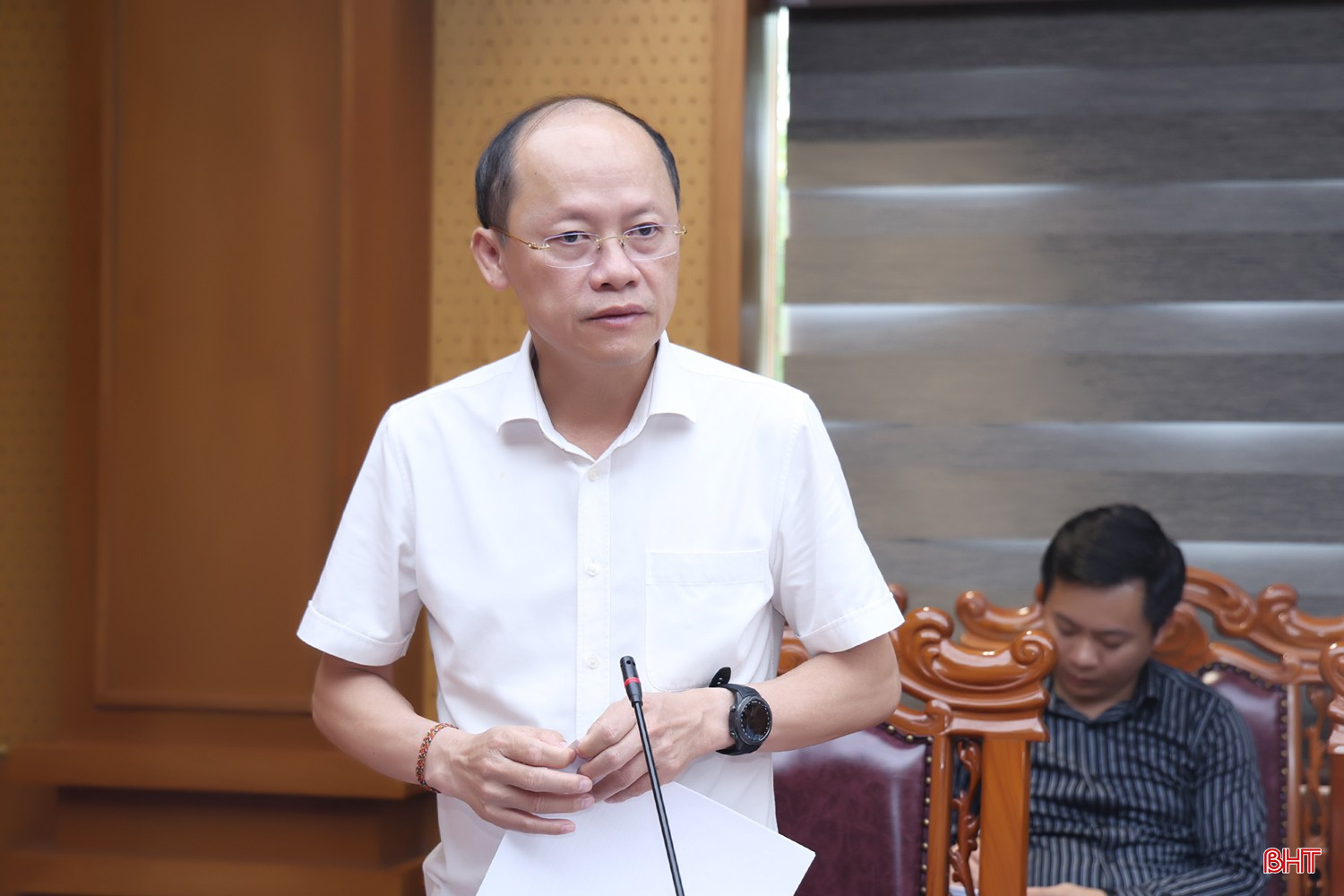 Phó Bí thư Thường trực Tỉnh ủy Nguyễn Hồng Lĩnh phát biểu tại buổi làm việc. bqbht_br_a-linh.jpg