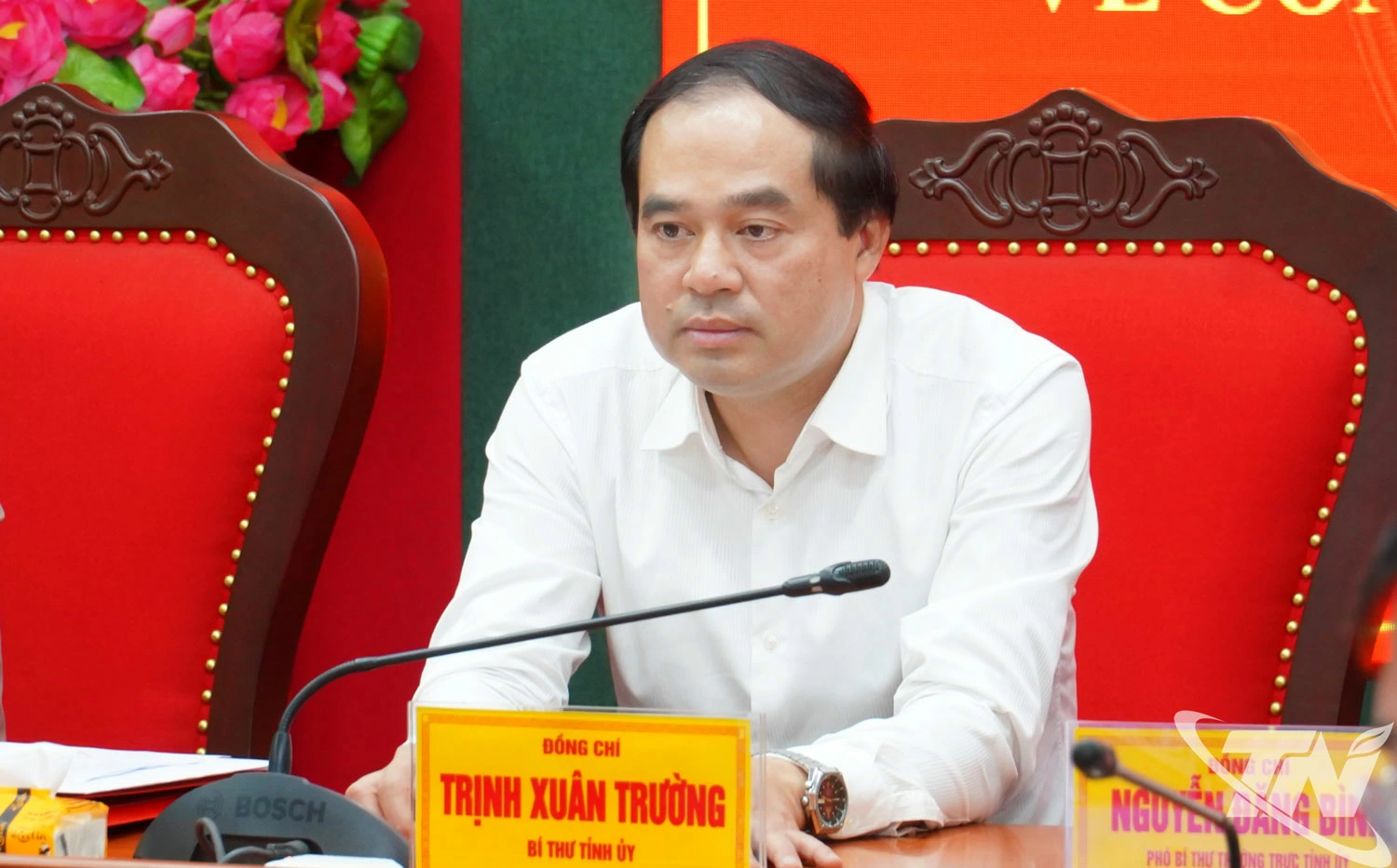 Đồng chí Trịnh Xuân Trường, Bí thư Tỉnh ủy dự và chủ trì tại điểm cầu Tỉnh ủy Thái Nguyên
