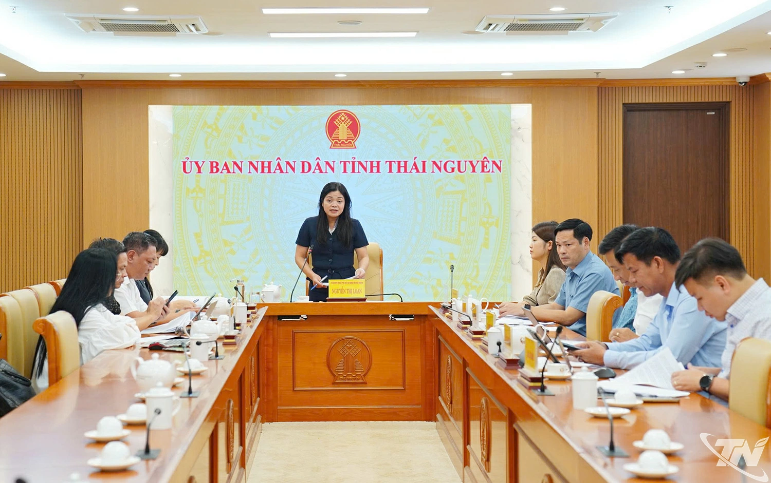 Đồng chí Nguyễn Thị Loan, Ủy viên Ban Thường vụ Tỉnh ủy, Phó Chủ tịch UBND tỉnh chủ trì Hội nghị.