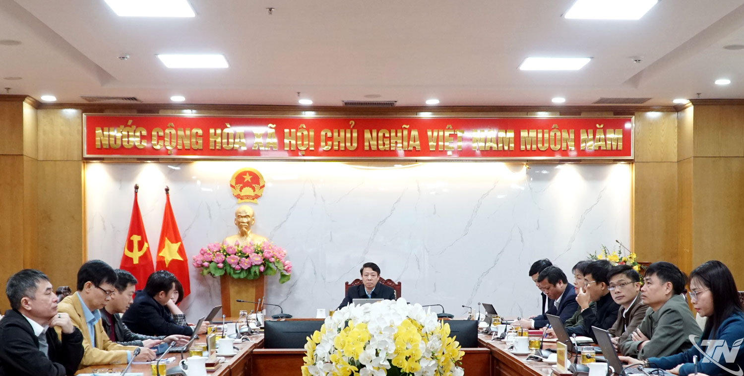 C&aacute;c đại biểu dự hội nghị tại điểm cầu tỉnh Th&aacute;i Nguy&ecirc;n.