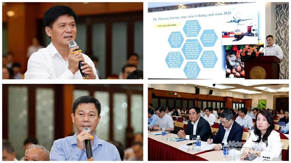 Các đại biểu tham dự và phát biểu tại Hội nghị với các hiệp hội ngành hàng về thúc đẩy xuất khẩu nông, lâm, thủy sản 6 tháng cuối năm 2026.
