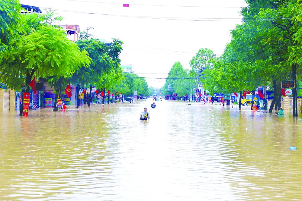 Khu vực phường Quan Triều có nhiều điểm bị ngập sâu.