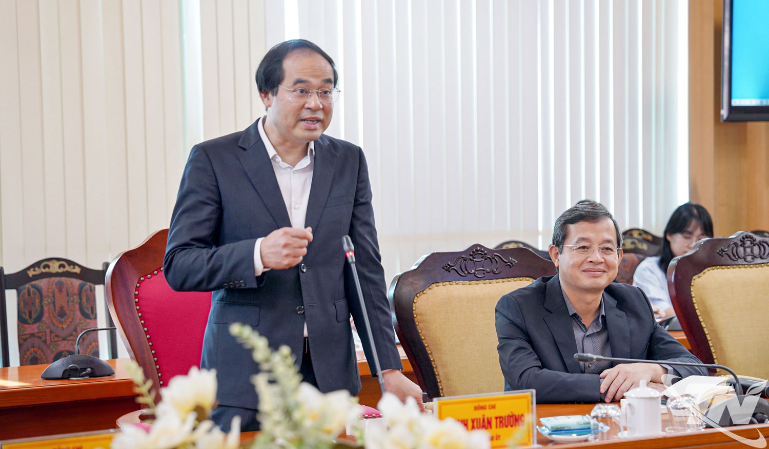 Đồng chí Bí thư Tỉnh ủy Trịnh Xuân Trường phát biểu tại buổi làm việc.