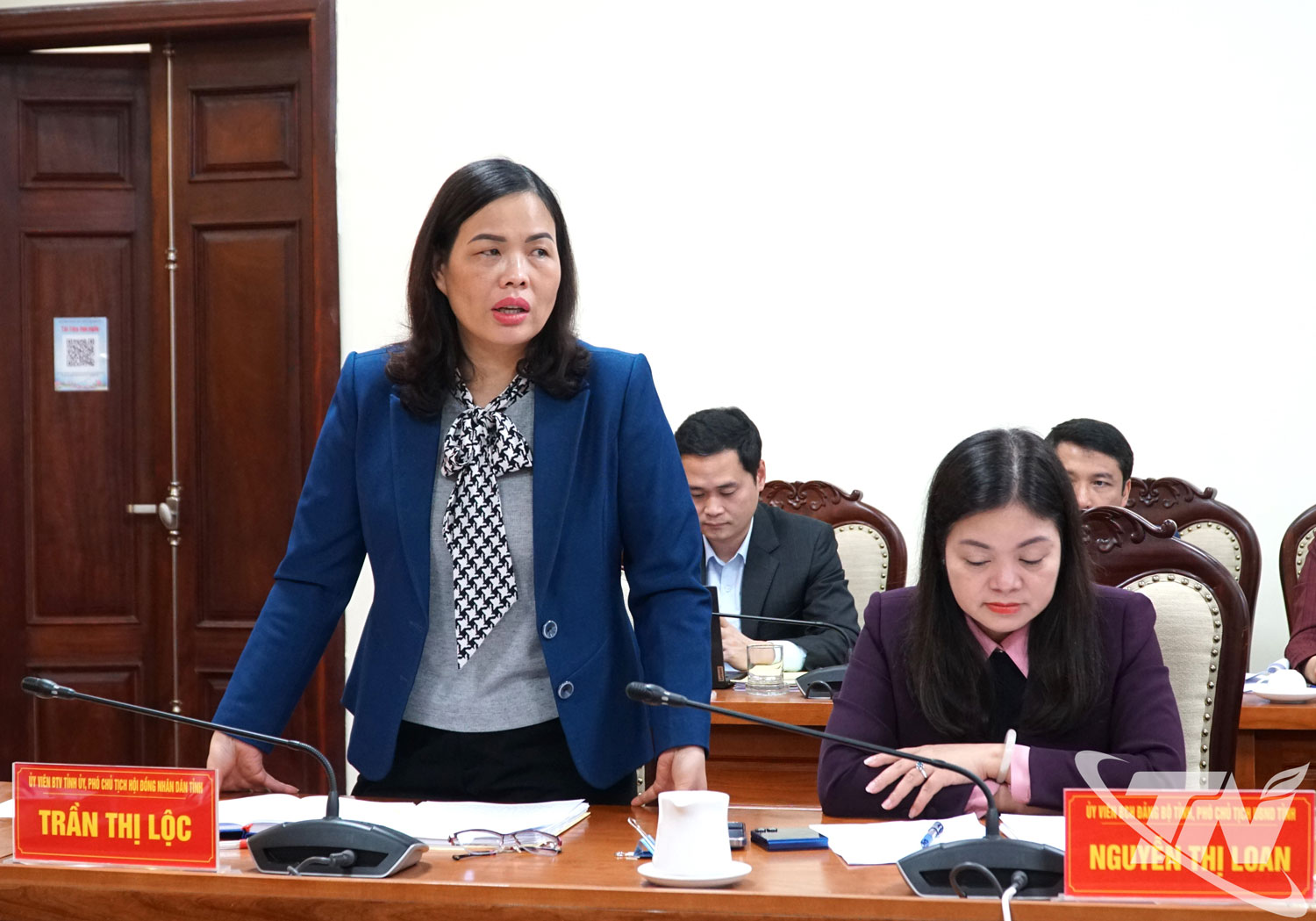 Đồng chí Phó Chủ tịch HĐND tỉnh Trần Thị Lộc phát biểu tại Hội nghị.