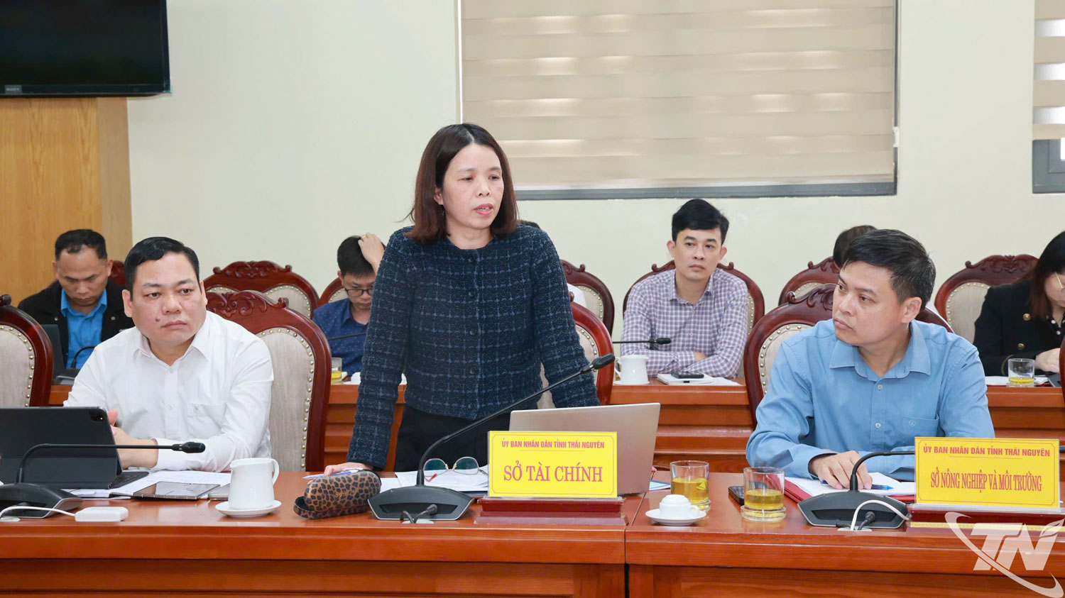 Đại diện Sở Tài chính phát biểu ý kiến tại cuộc họp.