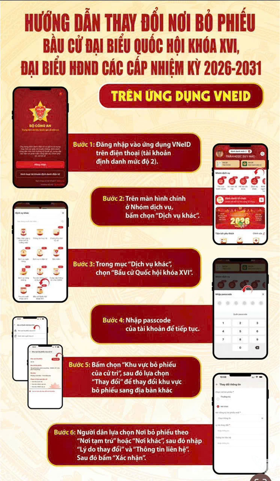 Hướng dẫn người dân sử dụng tài khoản VNeID trong công tác bầu cử.