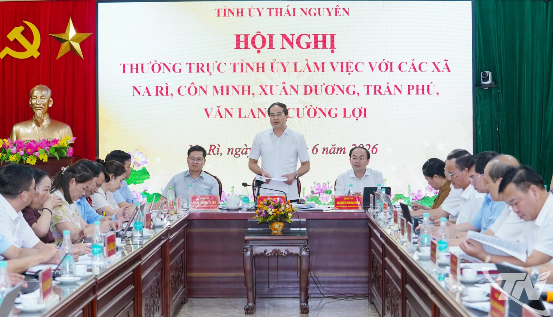 Hội nghị Thường trực Tỉnh ủy Thái Nguyên làm việc với các xã Na Rì, Côn Minh, Xuân Dương, Trần Phú, Văng Lang, Cường Lợi.