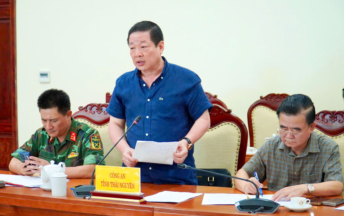 Lãnh đạo Công an tỉnh phát biểu tại Hội nghị.