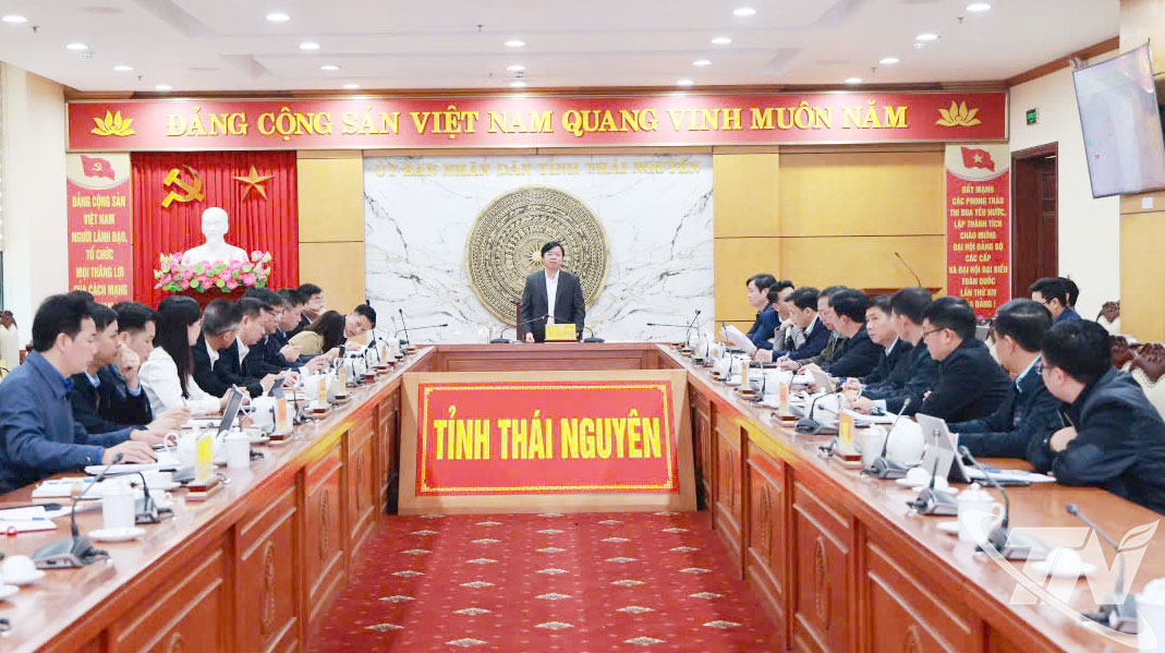 Đồng ch&iacute; B&ugrave;i Văn Lương, Ủy vi&ecirc;n Ban Thường vụ Tỉnh ủy, Ph&oacute; Chủ tịch Thường trực UBND tỉnh&nbsp;chủ tr&igrave; cuộc họp.