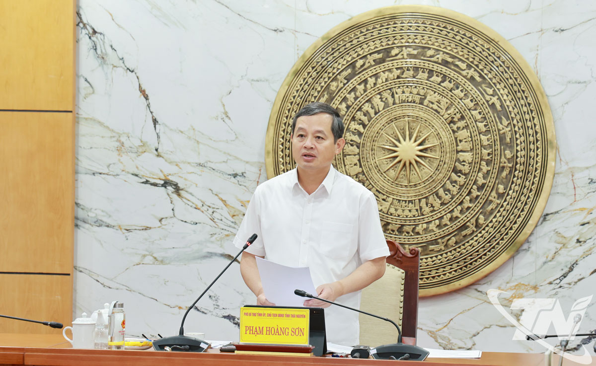 Đồng chí Phạm Hoàng Sơn Phó Bí thư Tỉnh ủy, Chủ tịch UBND tỉnh kết luận cuộc họp.